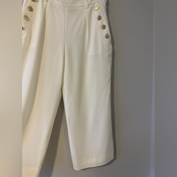 DKNY white trousers with gold detail buttons - Picture 3 of 6